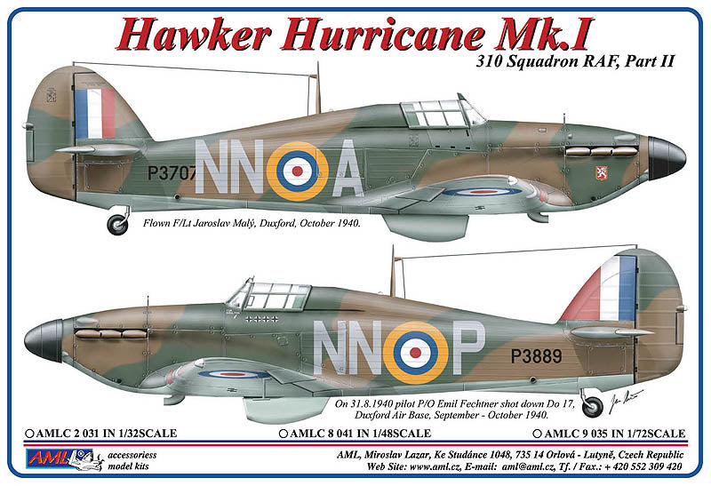 AML AMLC8041 1:48 310th Squadron RAF, Part II/Hawker Hurricane Mk.I NN@A & NN@P