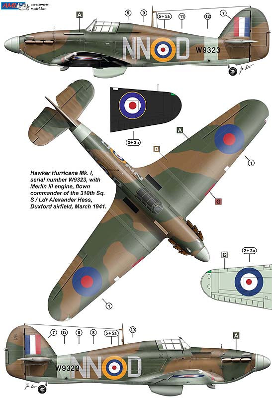 AML C8042 Czech Pilots Battle of Britain Hurricane Mk.I 310 Sqn 1:48