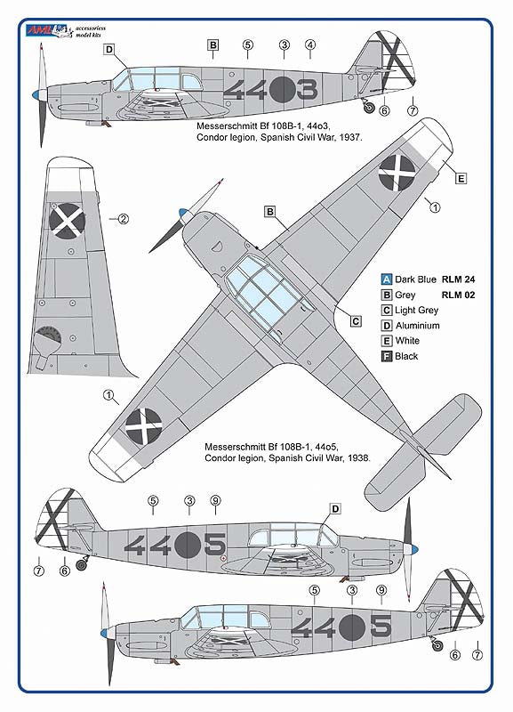 AML AMLC8045 1:48 Messerschmitt Bf-108B-1 Condor Legion in Spain 1937/1938