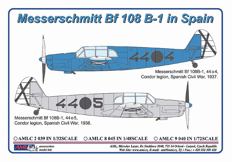 AML AMLC8045 1:48 Messerschmitt Bf-108B-1 Condor Legion in Spain 1937/1938