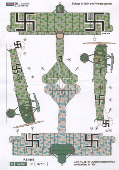 AML AMLC9002 1:72 Fokker D.VII in the Finnish Service x 2