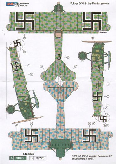 AML AMLC9002 1:72 Fokker D.VII in the Finnish Service x 2