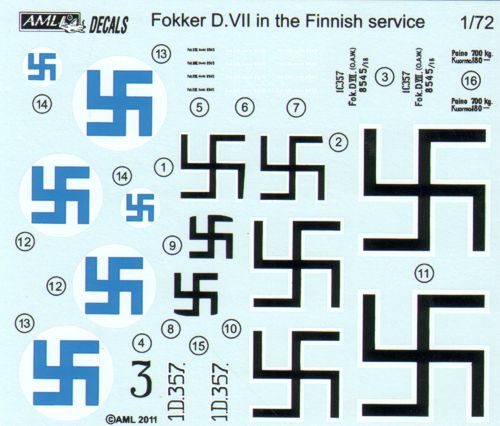 AML AMLC9002 1:72 Fokker D.VII in the Finnish Service x 2