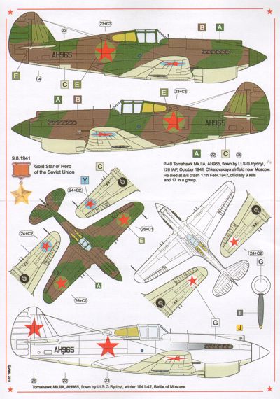 AML AMLC9004 1:72 Curtiss P-40B Tomahawk Mk.IIA over Europe x 2