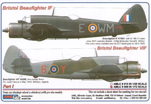 AML AMLC9009 1:72 Bristol Beaufighter Mk.IF X7583