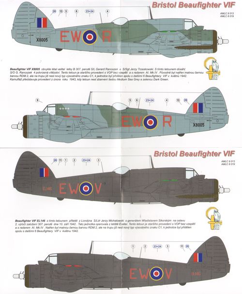 AML AMLC9013 1:72 Bristol Beaufighter / Part V 2 decal versions : WMoR, WMoV
