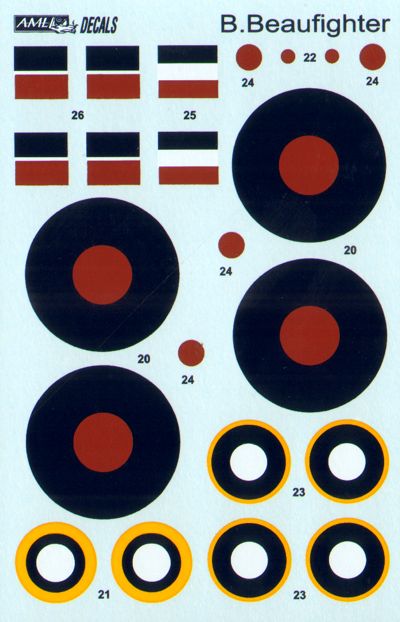 AML AMLC9013 1:72 Bristol Beaufighter / Part V 2 decal versions : WMoR, WMoV