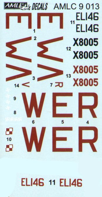 AML AMLC9013 1:72 Bristol Beaufighter / Part V 2 decal versions : WMoR, WMoV