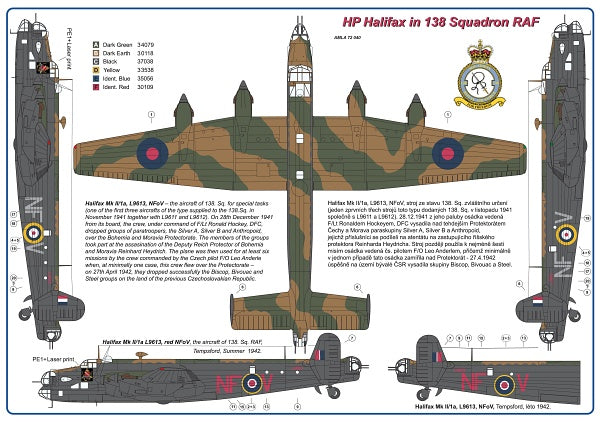 AML AMLC9026 1:72 Handley-Page Halifax Mk.I/Mk.II in 138 Squadron RAF