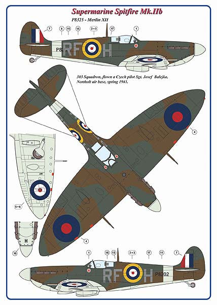AML C9027 303 Sqn RAF Spitfire Mk.IIb Sgt. J. Balejka 1:72