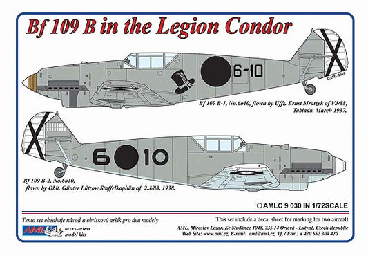 AML AMLC9030 1:72 Messerschmitt Bf-109B/2 decal versions Legion Condor in Spain