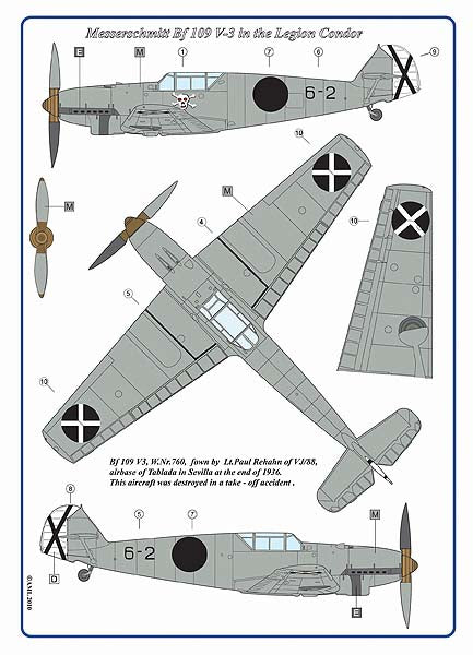 AML AMLC9030 1:72 Messerschmitt Bf-109B/2 decal versions Legion Condor in Spain