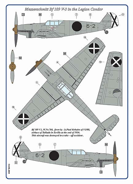 AML AMLC9031 1:72 Messerschmitt Bf-109V3,V4/2 decal versions Legion Condor Spain