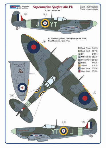 AML C9032 Spitfire Mk.Vb Czechoslovak Pilots No.65 Sqn RAF 1:72