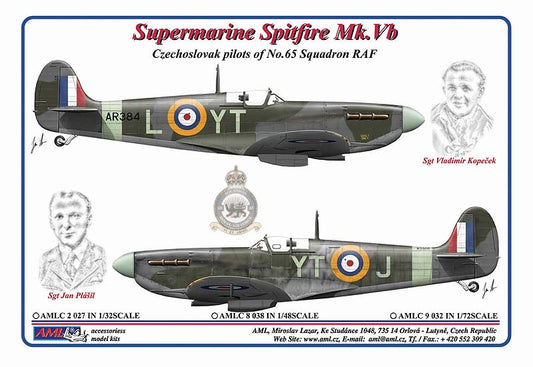 AML C9032 Spitfire Mk.Vb Czechoslovak Pilots No.65 Sqn RAF 1:72