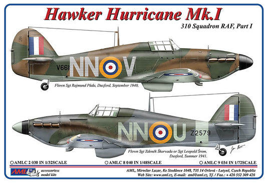 AML AMLC9034 1:72 310th Squadron RAF, Part I / Hawker Hurricane Mk.I NN@U & NN@V