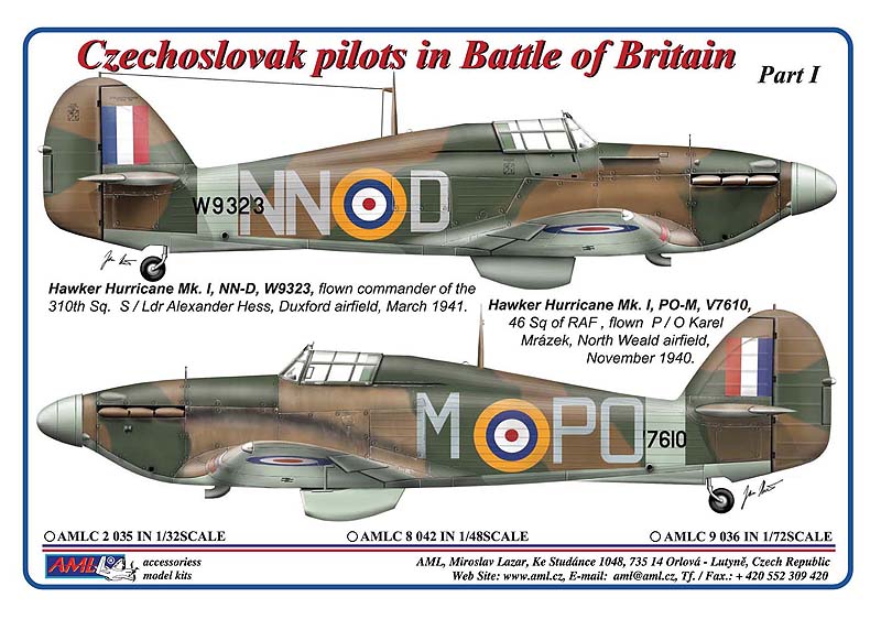AML C9036 Czech Pilots Battle of Britain Hurricane Mk.I 310 Sqn 1:72