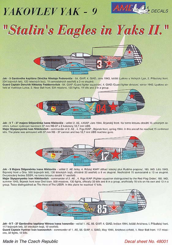AML AMLD48001 1:48 Yakovlev Yak-9 Stalin's Eagles Part 2.