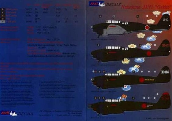 AML AMLD48002 1:48 Nakajima J1N1-S/Sa Gekko 'Irving' Model 11