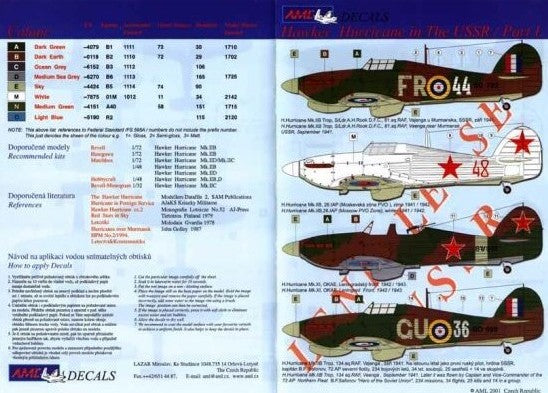 AML AMLD48005 1:48 Hurricane Mk.IIB/Mk.XI USSR service Pt 1