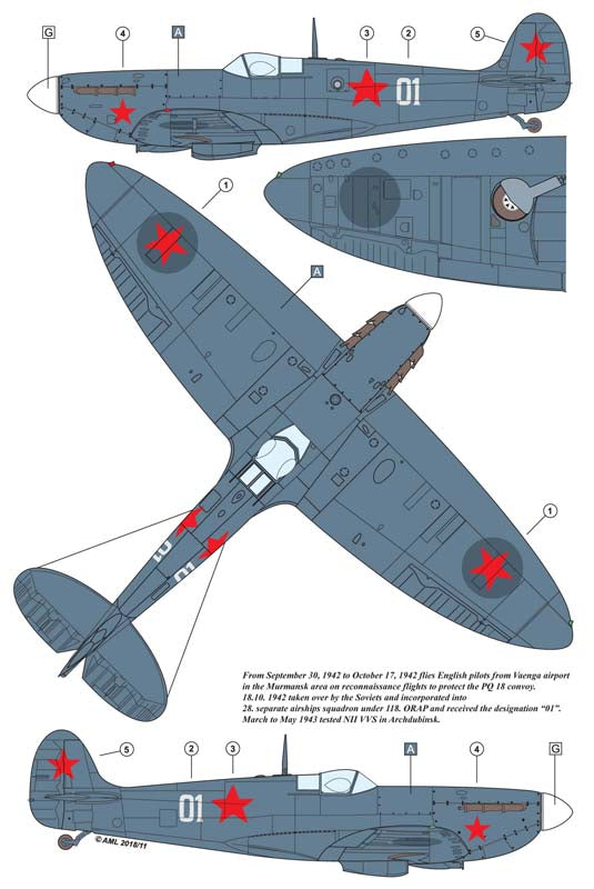 AML D48018 Spitfire Mk.VB/PR Mk.IV Lend-Lease Supermarine 1:48