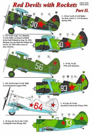AML D48030 Red Devils with Rockets II: I-15 bis & I-153 Decals 1:48
