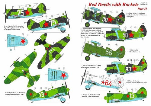 AML D48030 Red Devils with Rockets II: I-15 bis & I-153 Decals 1:48