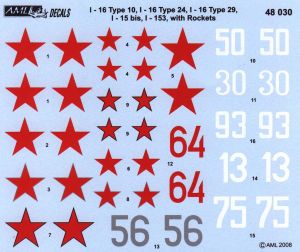 AML D48030 Red Devils with Rockets II: I-15 bis & I-153 Decals 1:48