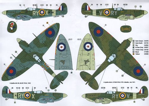 AML D48035 Spitfire Mk.Ia/Mk.1/VB 313th RAF Sqn Drawings 1:48