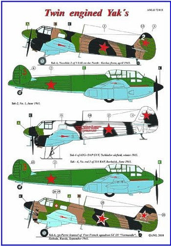 AML AMLD72015 1:72 Yakovlev Yak-2; Yakovlev Yak-4; Yakovlev Yak-6 etched parts