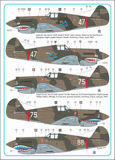 AML AMLD72033 1:72 Curtiss Hawk 81-A2 of China Air Force WWII x 6