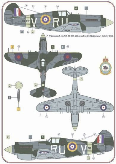 AML AMLD72034 1:72 Curtiss P-40C Tomahawk Mk.II RAF WWII x 5 USAF WWII x 1
