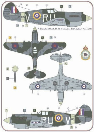 AML AMLD72034 1:72 Curtiss P-40C Tomahawk Mk.II RAF WWII x 5 USAF WWII x 1