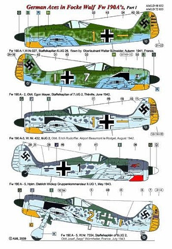 AML AMLD72035 1:72 Focke-Wulf Fw-190A Luftwaffe Aces Pt 1