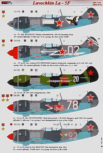 AML AMLD72039 1:72 Lavochkin La-5F x 5 Soviet and 1x Luftwaffe with resin parts