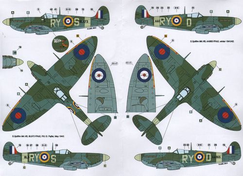 AML D72046 Spitfire Mk.Ia/Mk.1/VB 313th RAF Sqn Drawings 1:72