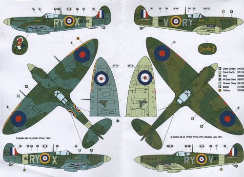 AML D72046 Spitfire Mk.Ia/Mk.1/VB 313th RAF Sqn Drawings 1:72
