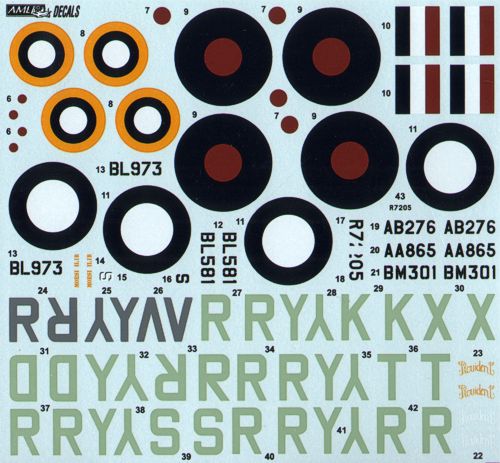 AML D72046 Spitfire Mk.Ia/Mk.1/VB 313th RAF Sqn Drawings 1:72