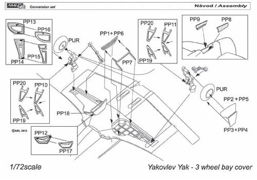 AML AMLE8008 1:72 Yakovlev Yak-3, wheel bay cover/doors, wheels and details