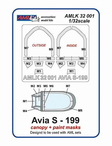 AML AMLK32001 1:32 Avia S-199 Mule vacu canopy 'Bubble' type with masks