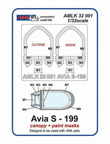 AML AMLK32001 1:32 Avia S-199 Mule vacu canopy 'Bubble' type with masks