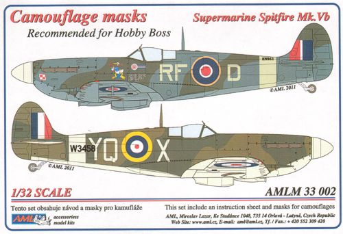 AML M33002 Spitfire Mk.Vb RFoD 'A' Scheme Camouflage Masks 1:32