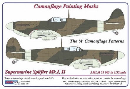 AML M33003 Spitfire Mk.I/II 'A' Camouflage Pattern Paint Masks 1:32