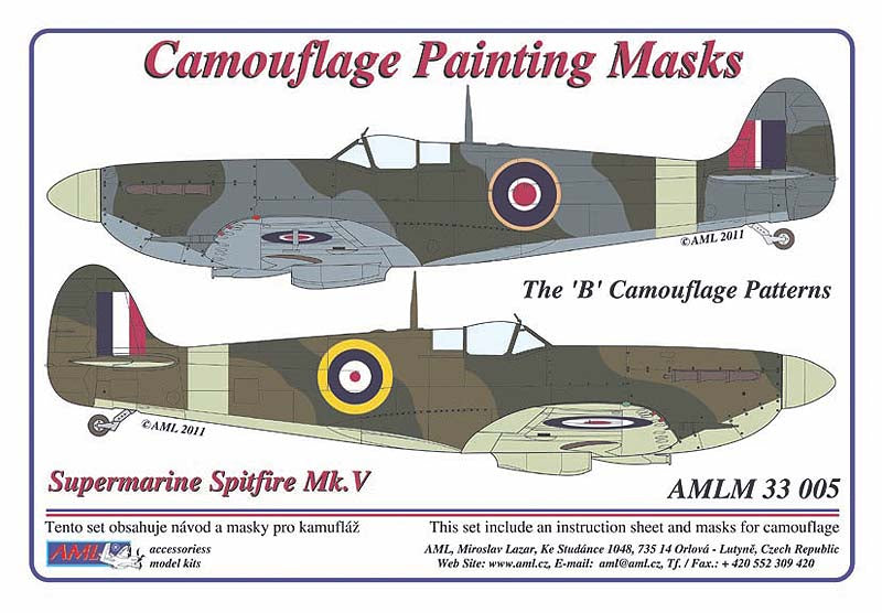 AML M33005 Spitfire Mk.V 'B' Scheme Camouflage Paint Masks 1:32