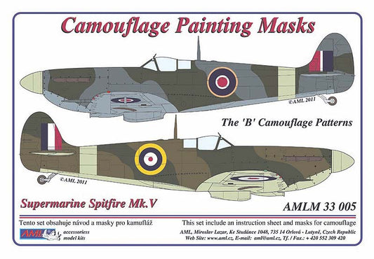 AML M33005 Spitfire Mk.V 'B' Scheme Camouflage Paint Masks 1:32