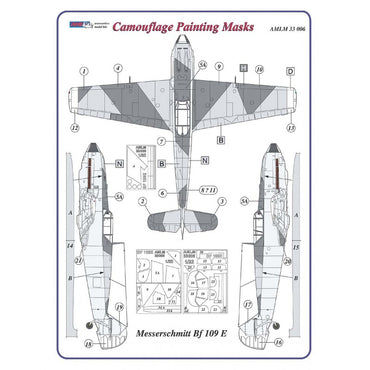 AML M33006 Bf-109E-3/E-4/E-7 Late Camouflage Paint Masks 1:32