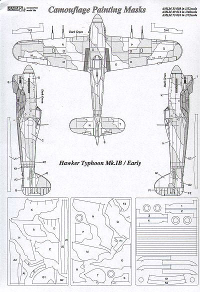 AML M33008 Hawker Typhoon Mk.Ib Early Camouflage Paint Masks 1:32