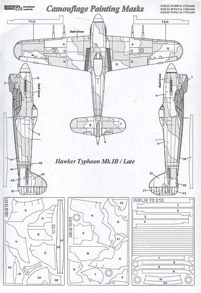 AML AMLM33009 1:32 Hawker Typhoon Mk.Ib/Late version camouflage masks