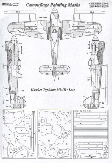 AML AMLM33009 1:32 Hawker Typhoon Mk.Ib/Late version camouflage masks