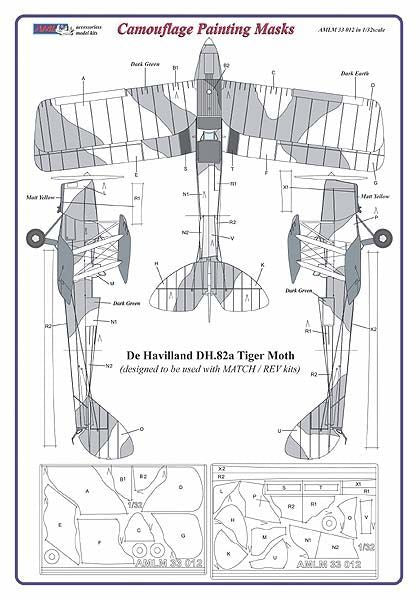 AML M33012 DH.82A/C Tiger Moth Camouflage Masks & Decals 1:32